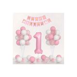 Makaron Pembe Beyaz Balon Zincir Set