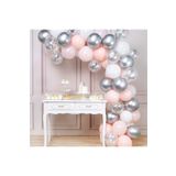 Makaron Pembe Krom Gümüş Balon Zinciri