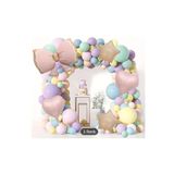 Makaron Renk Fiyonk Yildiz Kalp Folyo Balon Zincir Set
