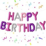Makaron Renkli Happy Birthday Harf Folyo Balon Set