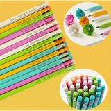 Makaron Renkli Motivasyon Kalemleri 3 Adet Kaliteli Reçine Katlkılı Kurşun Kalem