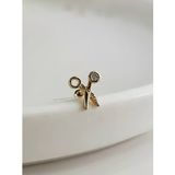 Makas Model Kıkırdak Piercing Tragus Helix Silver Gümüş ve Altın Gold Renk Küpe (Gold)