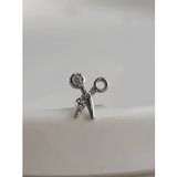 Makas Model Kıkırdak Piercing Tragus Helix Silver Gümüş ve Altın Gold Renk Küpe (Gümüş)