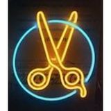 Makas Neon Tabela, Sarı ve Mavi LED Işıklı Berber Tabelası | Berber Dekoru, Neon Işık Efekti, Duvar Süsü, Gece Lambası, Göz Alıcı Tasarım