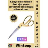 #Makas Paslanmaz Altın Saplı 24 Cm Kumaş Kot Deri Kesim Çelik Şık Büyük Boy Profesyonel Terzi Makası