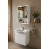 makbulce Darende 55cm Seramik Lavabolu MDF Aynalı Banyo Dolabı