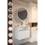 makbulce Erciyes 65cm Seramik Lavabolu MDF Oval Aynalı Banyo Dolabı
