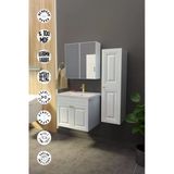 makbulce Gemerek Havlu Dolaplı 65cm Seramik Lavabolu Membran Kapaklı MDF Aynalı Banyo Dolabı