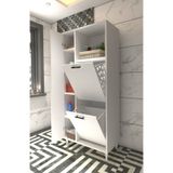 Makbulce Menekşe 2'li Çamaşır Sepetli Çok Amaçlı Dolap 163 x 68 Beyaz
