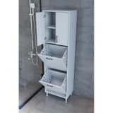 Makbulce Nergiz Beyaz Ve Renkli Kirli Çamaşır Sepetli Çok Amaçlı Banyo Dolabı Beyaz
