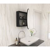 Makbulce Oval Aynalı Banyo Dolabı Mermer Desenli Mermer