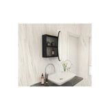 makbulce oval aynalı banyo dolabı-siyah mermer