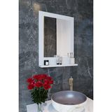 Makbulce Safir Banyo Aynası, Dresuar, 60X45 Raflı Banyo Aynası - Beyaz