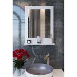 Makbulce Safir Raflı Dresuar Banyo Aynası 60 x 45 Beyaz