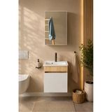 Makbulce Şefaatli 45 Cm Mdf Seramik Meşe Lavabolu Aynalı Banyo Dolabı Meşe