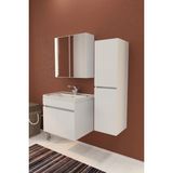 Makbulce Tokyo 65 cm MDF Seramik Lavabolu Banyo Dolabı Modern Tasarım Yavaş Kapanan Kapak - Beyaz