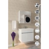 Makbulce Tokyo 65CM Seramik Lavabolu Mdf Aynalı Banyo Dolabı - Beyaz
