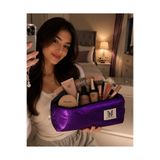 MAKE BAG BÜYÜLTÜLMÜŞ MOR PULLU ORTA BOY MAKYAJ ÇANTASI