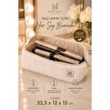 MAKE BAG EKRU PELUŞ SAÇ ŞEKİLLENDİRİCİ MAKYAJ ÇANTASI