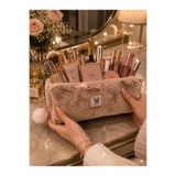 MAKE BAG KAHVERENGİ PELUŞ SAÇ ŞEKİLLENDİRİCİLERİ İÇİN SEYAHAT ÇANTASI