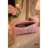 MAKE BAG PEMBE BONCUKLU SAÇ ŞEKİLLENDİRİCİ MAKYAJ ÇANTASI
