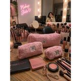 MAKE BAG PEMBE PELUŞ 3'LÜ SET MAKYAJ ÇANTALARI (BÜYÜK-ORTA-KÜÇÜK)