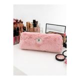 MAKE BAG PEMBE PELUŞ SAÇ ŞEKİLLENDİRİCİLERİ İÇİN SEYAHAT ÇANTASI