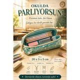 MAKE BAG TURKUAZ IŞILTILI PAYETLİ OKUL KALEMLİĞİ