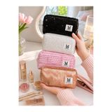 MAKE BAG YENİ İTHAL BONCUKLU 4'LÜ MAKYAJ ÇANTASI SETİ (PEMBE-GOLD-SİYAH-GRİ)