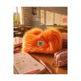 MAKE BAG YENİ İTHAL PARLAK TURUNCU PELUŞ MAKYAJ ÇANTASI
