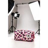 MAKE BAG YENİ LEOPAR DESENLİ PEMBE MAKYAJ ÇANTASI