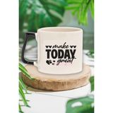 Make Today Great Yazılı Günlük Motivasyon İlham Verici Hediyelik Kulplu Kupa Bardak, QBLK5531-SY