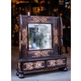 Make Up Mirror Handmade, El Yapımı Ahşap Makyaj Aynası, Bali El Yapımı Dekoratif Çekmeceli Makyaj Aynası