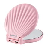 Makefango Işıklı Kabuk Seyahat Aynası ve 1x/2x Büyütme, Mini Makyaj Aynası LED Işıklı, Kısılabilir, Cep için Şarj Edilebilir Kompakt Ayna, Anne/Kız için Patentli Tasarım Hediyeleri, Pembe Elektrik