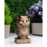 Makerpax British Shorthair Kedi Büst Heykel – El Yapımı Dekoratif Figür 16CM – Masa Üstü Süs Eşyası