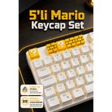 Makerpax Mario Temalı Renkli Keycaps 5'li Set - Cherry MX Uyumlu Mekanik Klavye Tuş Takımı