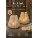 Makerpax Minipax Beyaz Dekoratif Tealight Mumluk 2’li Set - Pilli Tealight Mum Hediyeli
