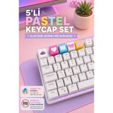 Makerpax Sevimli Pastel Tonlu Keycaps 5'li Set - Cherry MX Uyumlu Mekanik Klavye Tuş Takımı