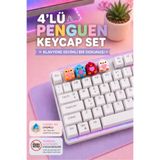 Makerpax Sevimli Penguen Figürlü Keycaps 4'lü Set - Cherry MX Uyumlu Mekanik Klavye Tuş Takımı
