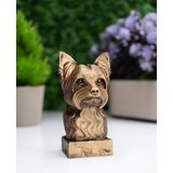 Makerpax Yorkshire Terrier Köpek Büst Heykel – El Yapımı Dekoratif Figür 12CM – Masa Üstü Süs Eşyası