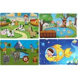 Maketçiniz 4 Adet 24 Parça Ahşap Puzzle Yapboz Bir Arada