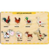 Maketçiniz Ahşap Tutmalı Eğitici Yapboz Çiftlik Hayvanlar