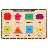 Maketçiniz Ahşap Tutmalı Eğitici Yapboz Geometrik Şekiller