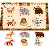 Maketçiniz Ahşap+Eva Eğitici Bul Tak Puzzle Vahşi Hayvanlar Montessori Zeka ve Motor Beceri Geliştirici Oyuncak