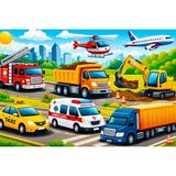 Maketçiniz Ahşap+Eva Puzzle Yapboz 12 Parça Araçlar