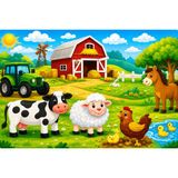 Maketçiniz Ahşap+Eva Puzzle Yapboz 12 Parça Çiftlik Hayvanları