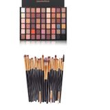 Makeuptime Make Up 54'lü Göz Farı Paleti+izla 20'li Profesyonel Yumuşak Makyaj Fırça Seti Siyah Renk