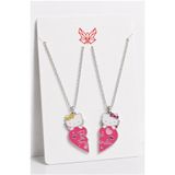 MakeWell Hello Kitty Best Friends Kalp Kolye 2’li Arkadaş Kolyesi, Sevimli Çocuk Kolyesi Kalp BFF Kolye Seti
