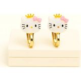 Makewell Hello Kitty Kedisi Sıkıştırmalı Küpe Deliksiz Kulağa Uygun Kız Çocuk Hediye - Çok Renkli