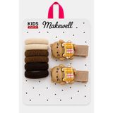 MakeWell Kedi Figürlü Toka ve Saç Lastiği Seti – 2’li Klips Toka + 6’lı Lastik Çocuk Saç Aksesuarı